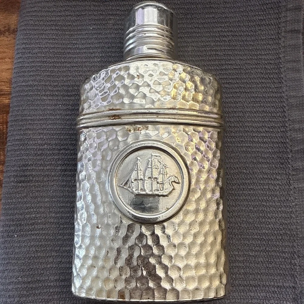 Vintage Old Spice Admiral's Flask After Shave Cologne Empty Silver Bottle w/lid